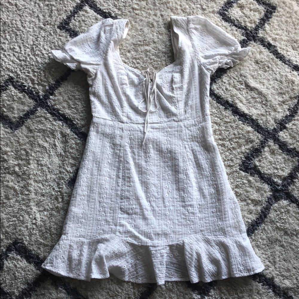 Lulu’s Adorable White Eyelet Ruffle Dress